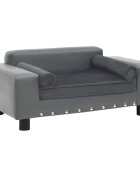 vidaXL Кучешки диван сив 81x43x31 см плюш и изкуствена кожа