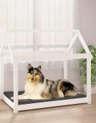 vidaXL Кучешко легло бяло 101x70x90 см борова дървесина масив