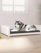 vidaXL Кучешко легло бяло 1055x755x28 см борова дървесина масив