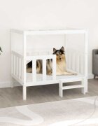 vidaXL Кучешко легло бяло 1055x835x100 см борова дървесина масив