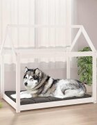 vidaXL Кучешко легло бяло 111x80x100 см борова дървесина масив