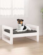 vidaXL Кучешко легло бяло 555x455x28 см борова дървесина масив