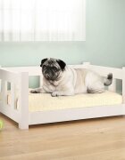 vidaXL Кучешко легло бяло 655x505x28 см борова дървесина масив
