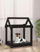 vidaXL Кучешко легло черно 61x50x70 см борова дървесина масив
