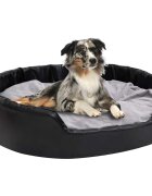 vidaXL Кучешко легло черно и сиво 99x89x21 см плюш и изкуствена кожа
