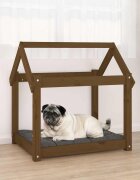 vidaXL Кучешко легло меденокафяво 71x55x70 см бор масив