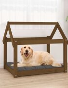 vidaXL Кучешко легло меденокафяво 81x60x70 см бор масив