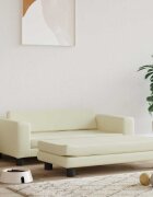 vidaXL Кучешко легло с разширение кремаво 100x50x30 см изкуствена кожа