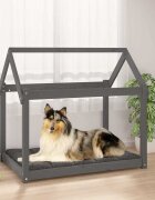 vidaXL Кучешко легло сиво 101x70x90 см борова дървесина масив