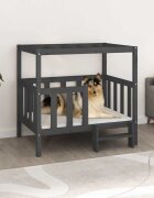 vidaXL Кучешко легло Сиво 1055x835x100 см борова дървесина масив