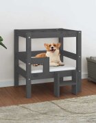 vidaXL Кучешко легло Сиво 555x535x60 см борова дървесина масив