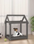 vidaXL Кучешко легло Сиво 61x50x70 см борова дървесина масив
