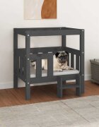 vidaXL Кучешко легло Сиво 655x505x70 см борова дървесина масив