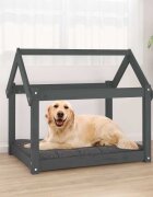 vidaXL Кучешко легло сиво 81x60x70 см борова дървесина масив