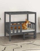 vidaXL Кучешко легло Сиво 955x735x90 см борова дървесина масив