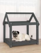 vidaXL Кучешко легло тъмносиво 71x55x70 см борова дървесина масив