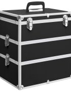 vidaXL Куфар за гримове 37x24x40 см черен алуминий