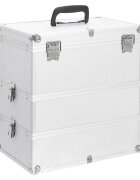 vidaXL Куфар за гримове 37x24x40 см сребрист алуминий