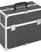 vidaXL Куфар за гримове 38x23x34 см черен алуминий