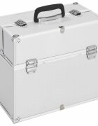 vidaXL Куфар за гримове 38x23x34 см сребрист алуминий