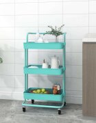 vidaXL Кухненска количка 3 нива тюркоаз 42x35x85 см желязо и ABS