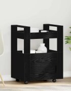 vidaXL Кухненска количка Черен дъб 60 x 45 x 80 см Инженерна дървесина