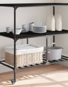 vidaXL Кухненска количка черна 100x50x95 см инженерно дърво