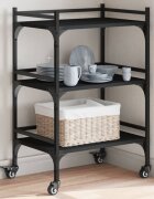 vidaXL Кухненска количка черна 50x35x755 см инженерно дърво