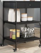 vidaXL Кухненска количка черна 60x48x895 см инженерно дърво