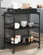 vidaXL Кухненска количка черна 815x41x925 см инженерно дърво