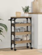 vidaXL Кухненска количка Дъб 53 x 20 x 76 см Инженерна дървесина