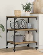 vidaXL Кухненска количка Дъб 60 x 41 x 76 см Инженерна дървесина