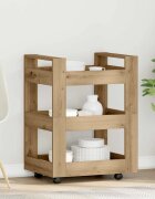 vidaXL Кухненска количка Дъб 60 x 45 x 80 см Инженерна дървесина