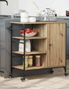 vidaXL Кухненска количка Дъб 87.5 x 39 x 84.5 см Инженерна дървесина