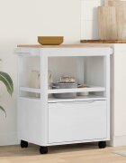 vidaXL Кухненска количка FLORO Бяло 725 x 45 x 80 см Солиден бор