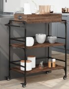 vidaXL Кухненска количка кафяв дъб 815x41x925 см инженерно дърво