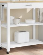 vidaXL Кухненска количка "MONZA" 84x40x885 см бяла борово дърво масив