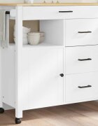 vidaXL Кухненска количка "MONZA" 84x40x885 см бяла борово дърво масив