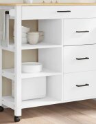 vidaXL Кухненска количка "MONZA" 84x40x885 см бяла борово дърво масив