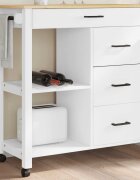 vidaXL Кухненска количка "MONZA" 84x40x885 см бяла борово дърво масив
