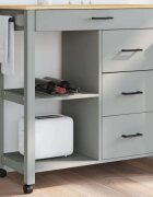 vidaXL Кухненска количка "MONZA" 84x40x885 см сива борово дърво масив