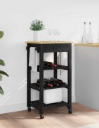 vidaXL Кухненска количка MONZA Черен 48 x 40 x 885 см Солиден бор