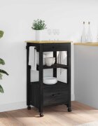 vidaXL Кухненска количка MONZA Черен 48 x 40 x 885 см Солиден бор