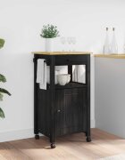 vidaXL Кухненска количка MONZA Черен 48 x 40 x 885 см Солиден бор