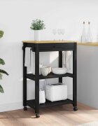 vidaXL Кухненска количка MONZA Черен 60 x 40 x 885 см Солиден бор