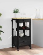 vidaXL Кухненска количка MONZA Черно 48 x 40 x 885 см Солиден бор