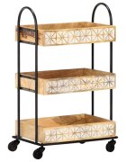 vidaXL Кухненска количка на 3 нива 46x30x76 см мангово дърво масив
