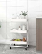 vidaXL Кухненска количка на 3 нива бяла 42x35x85 см желязо и ABS