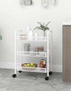 vidaXL Кухненска количка на 3 нива бяла 46x26x64 см желязо