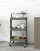 vidaXL Кухненска количка на 3 нива сива 42x35x85 см желязо и ABS